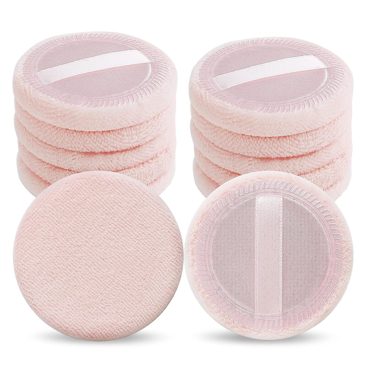 WLLHYF 12PCS Make Up Puffs Pink Cotton Cosmetic Puff Round Powder Make Up Puff for Makeup Face Powder Velour Puffs for Loose PowderWashable (pink)
