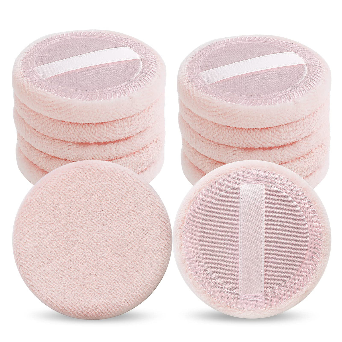 WLLHYF 12PCS Make Up Puffs Pink Cotton Cosmetic Puff Round Powder Make Up Puff for Makeup Face Powder Velour Puffs for Loose PowderWashable (pink)
