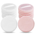 Sibba Loose Powder Make up puff 12 Pieces Round Velour Face Makeup Compact Body Container Setting Pressed Blending Foundation Cream Make Up Ribbon Strap Sponge Cushion Applicator (White)
