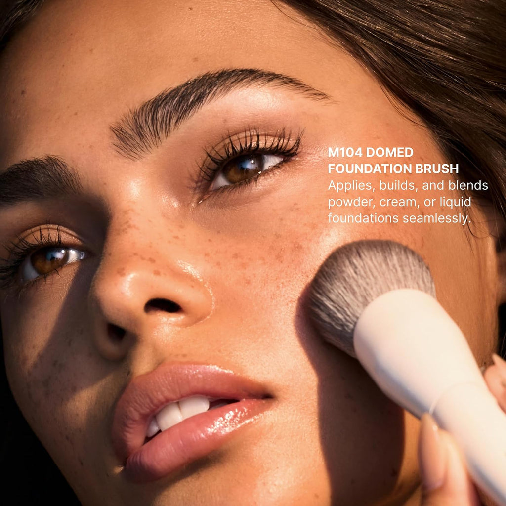 Morphe M104 Domed Foundation Brush - Dense Blending Tool for Seamless Coverage & Liquid Makeup Application - Buffing Foundation Brush for Even Complexion Finish