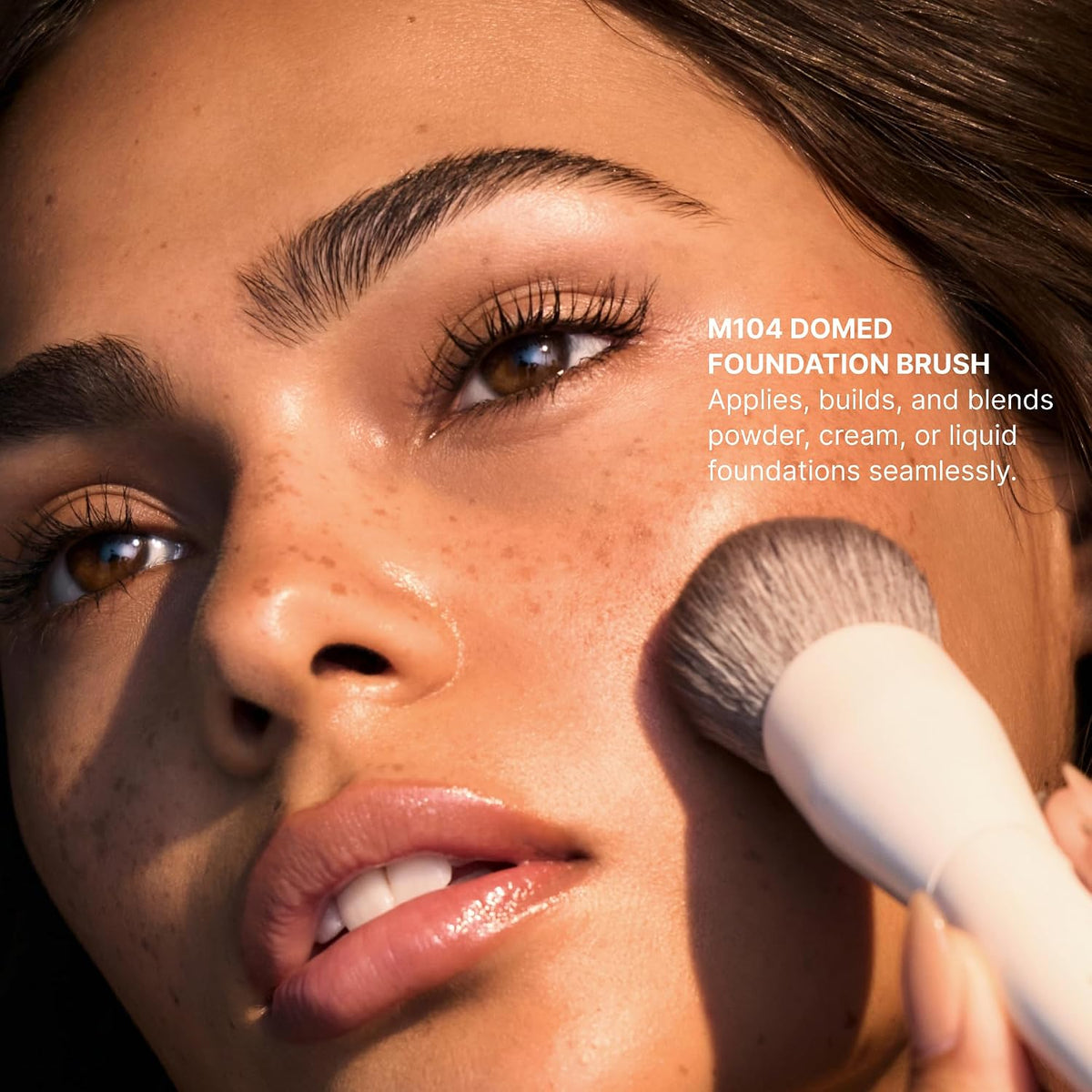 Morphe M104 Domed Foundation Brush - Dense Blending Tool for Seamless Coverage & Liquid Makeup Application - Buffing Foundation Brush for Even Complexion Finish