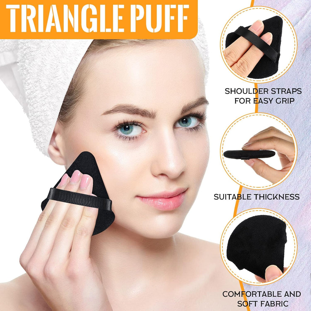 Meanplan 100 Pcs Powder Puffs Triangle Makeup Puff, Black