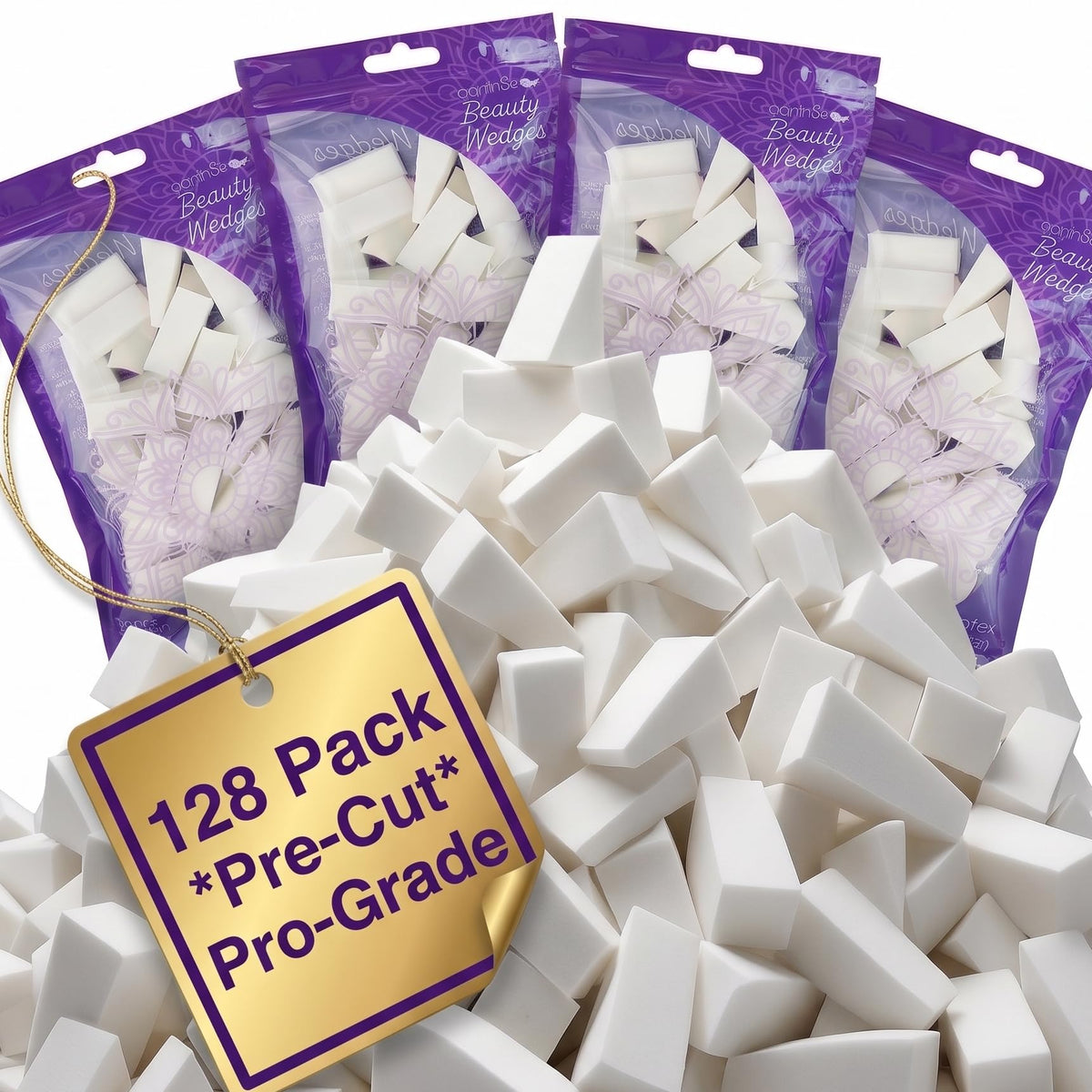 Earth & I - 32-Pack *PRE-CUT* Makeup Wedges: Professional Triangle Sponges