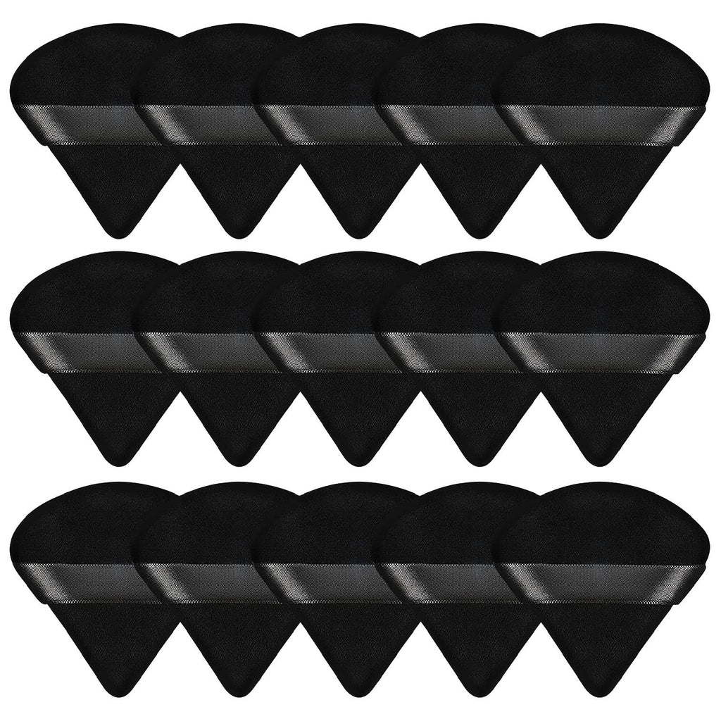 Pimoys 15 Pack Powder Puffs Triangle Makeup Sponge, Black/Pink/Flesh