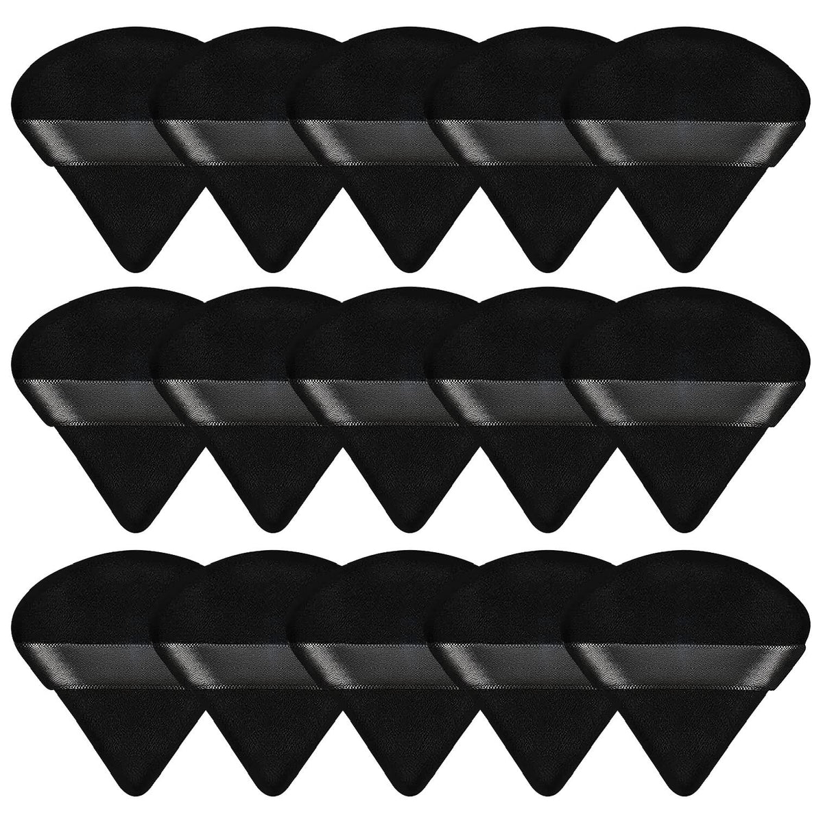 Pimoys 15 Pack Powder Puffs Triangle Makeup Sponge, Black/Pink/Flesh
