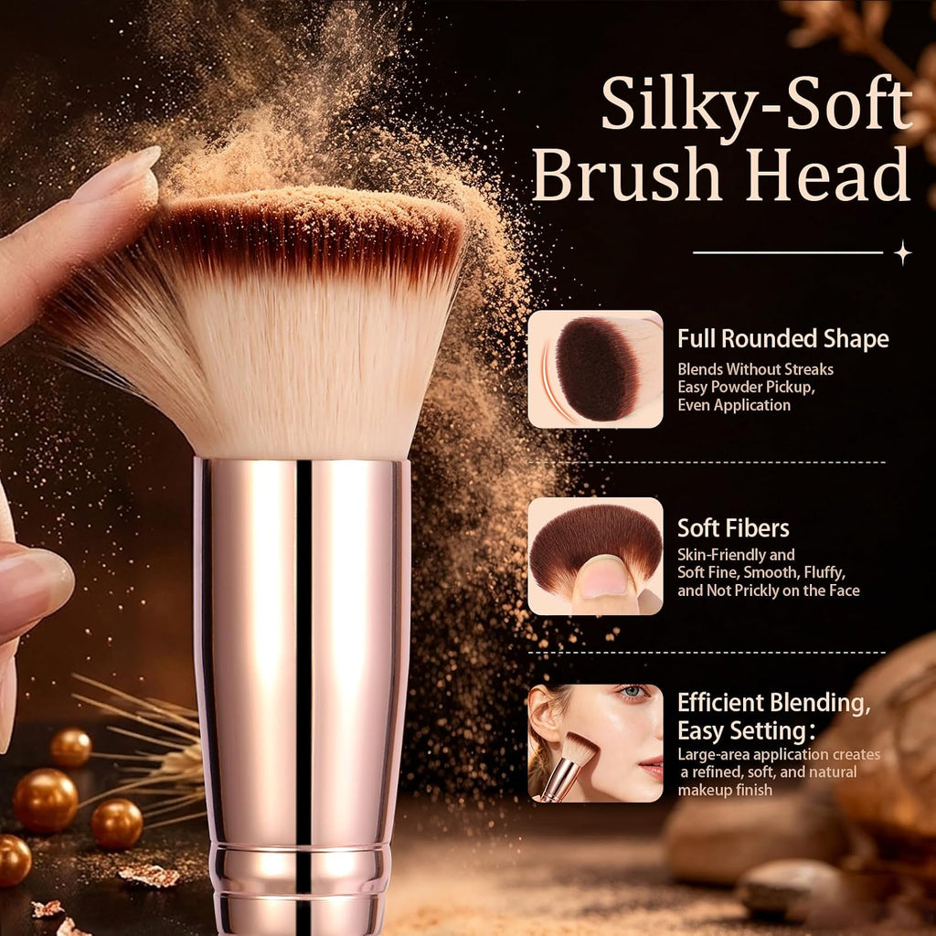 Flat Top Kabuki Foundation Brush, Soft Dense Makeup Brush for Liquid, Cream and Powder, Face Blending Brush for Foundation, Blush, Bronzer, Concealer and Contour