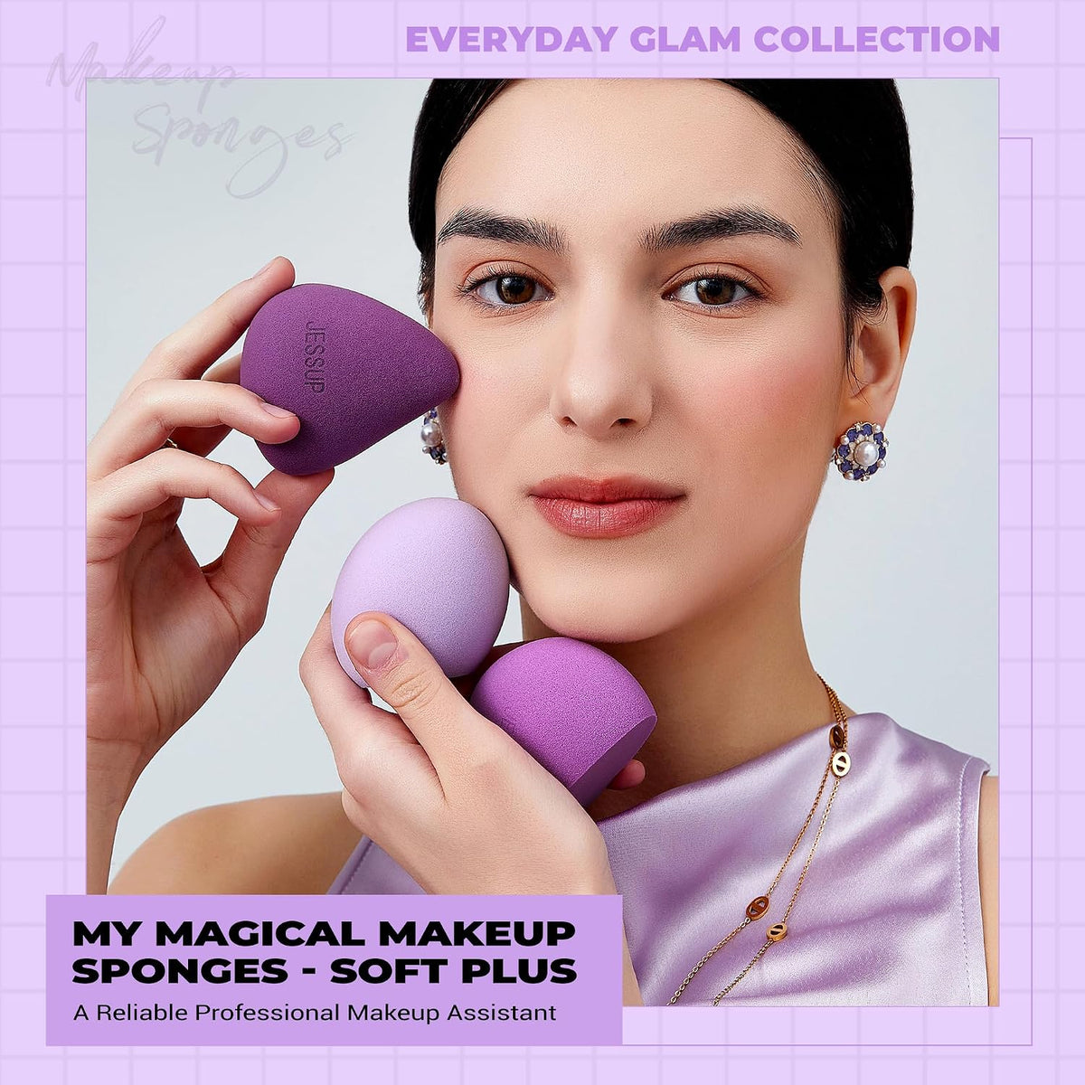 Jessup Multi-Shaped Makeup Sponge Set, Reusable Beauty Sponge Blender SP017