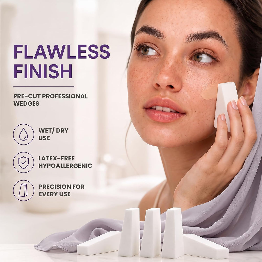 Earth & I - 32-Pack *PRE-CUT* Makeup Wedges: Professional Triangle Sponges