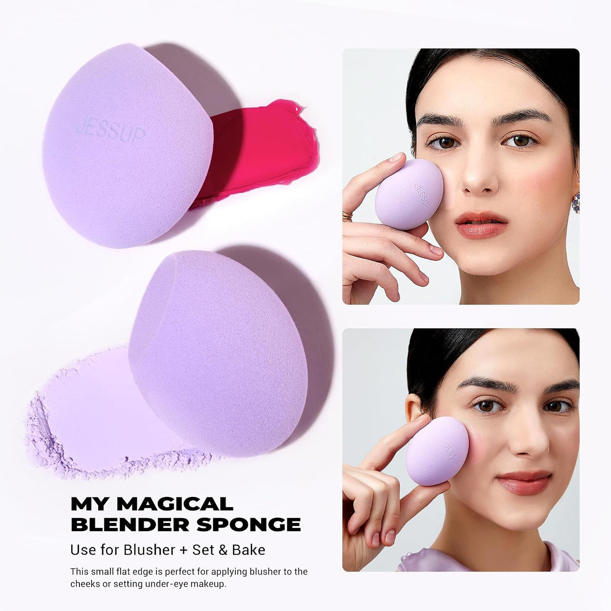 Jessup Multi-Shaped Makeup Sponge Set, Reusable Beauty Sponge Blender SP017