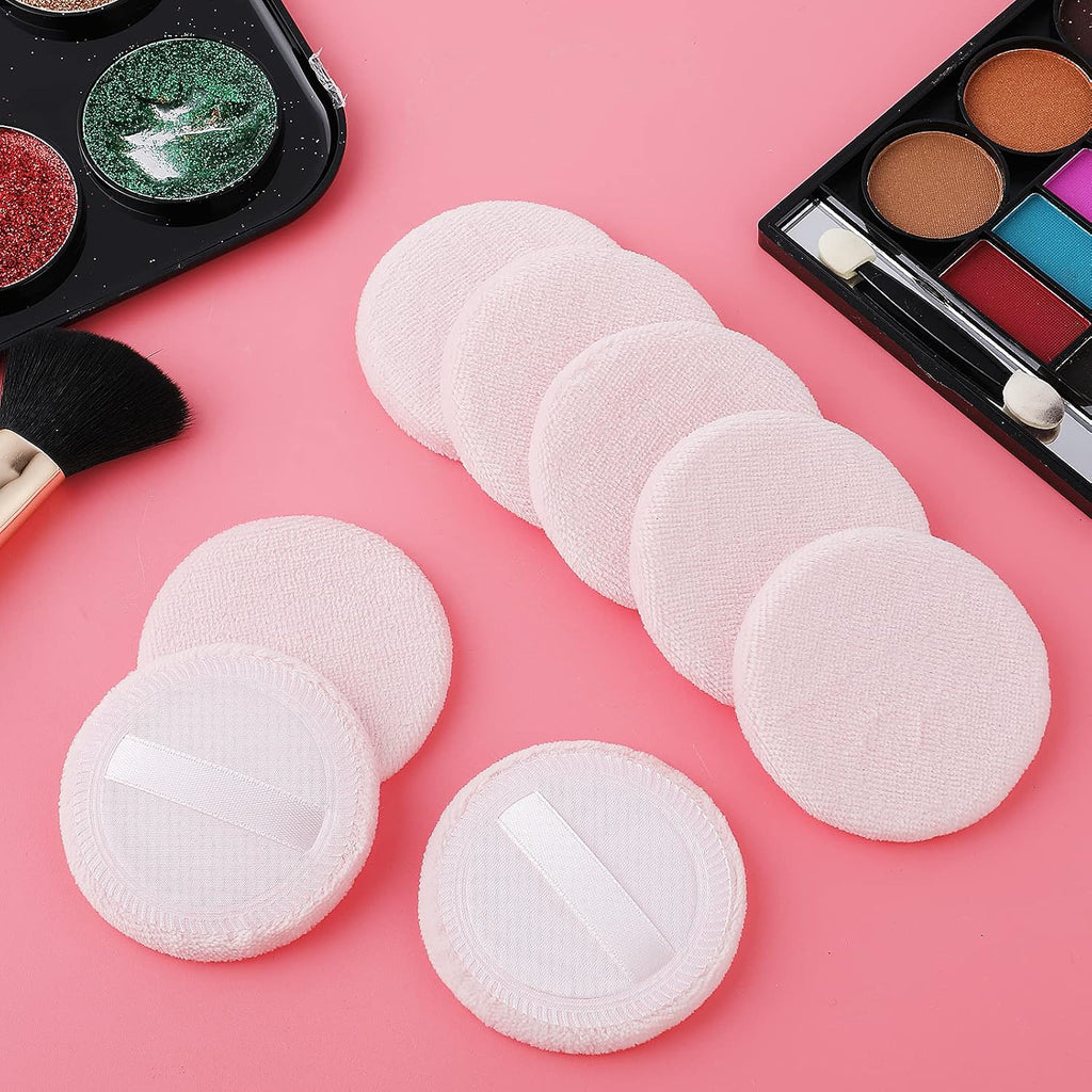 WLLHYF 12PCS Make Up Puffs Pink Cotton Cosmetic Puff Round Powder Make Up Puff for Makeup Face Powder Velour Puffs for Loose PowderWashable (pink)