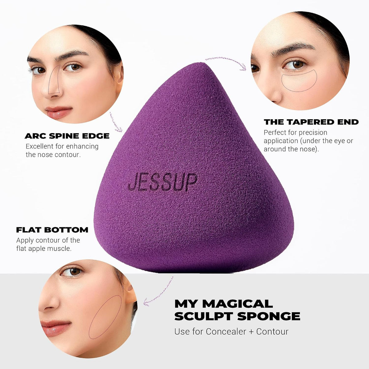 Jessup Multi-Shaped Makeup Sponge Set, Reusable Beauty Sponge Blender SP017