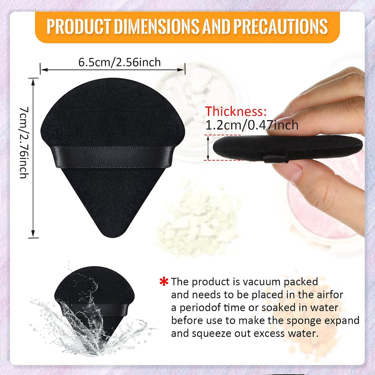 Meanplan 100 Pcs Powder Puffs Triangle Makeup Puff, Black