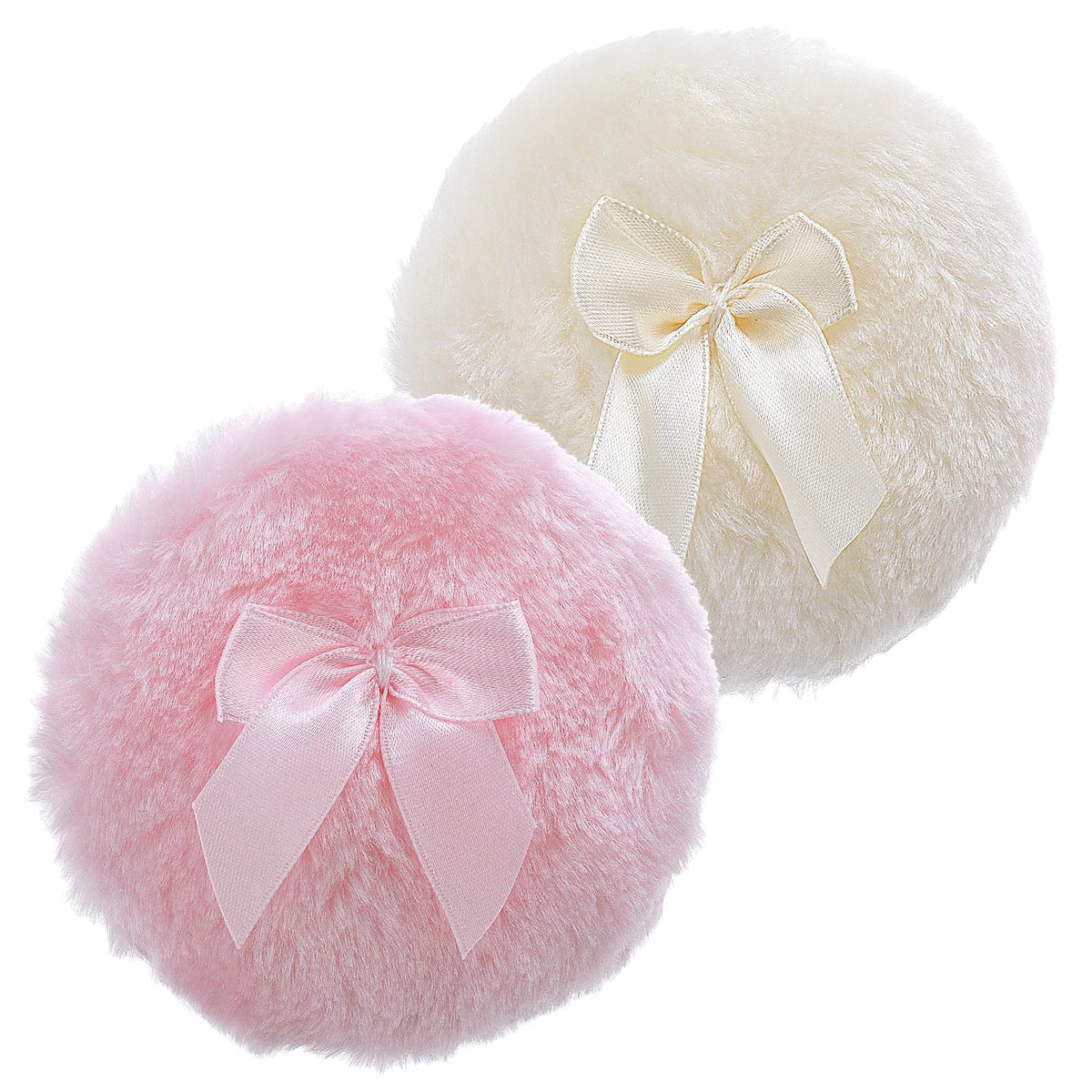 Sibba Large Fluffy Puff, 4 Inch Ultra Soft Washable Reusable Velour Face Body Puff Loose Puffs Wet Dry Makeup Tool (Pink)