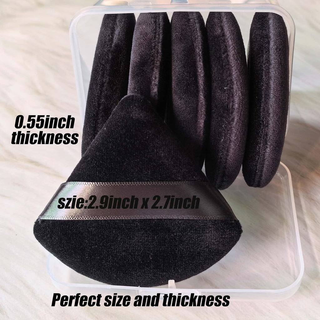 Ocim 10Pcs Triangle Powder Puff Face Makeup,Setting,With Case,Black