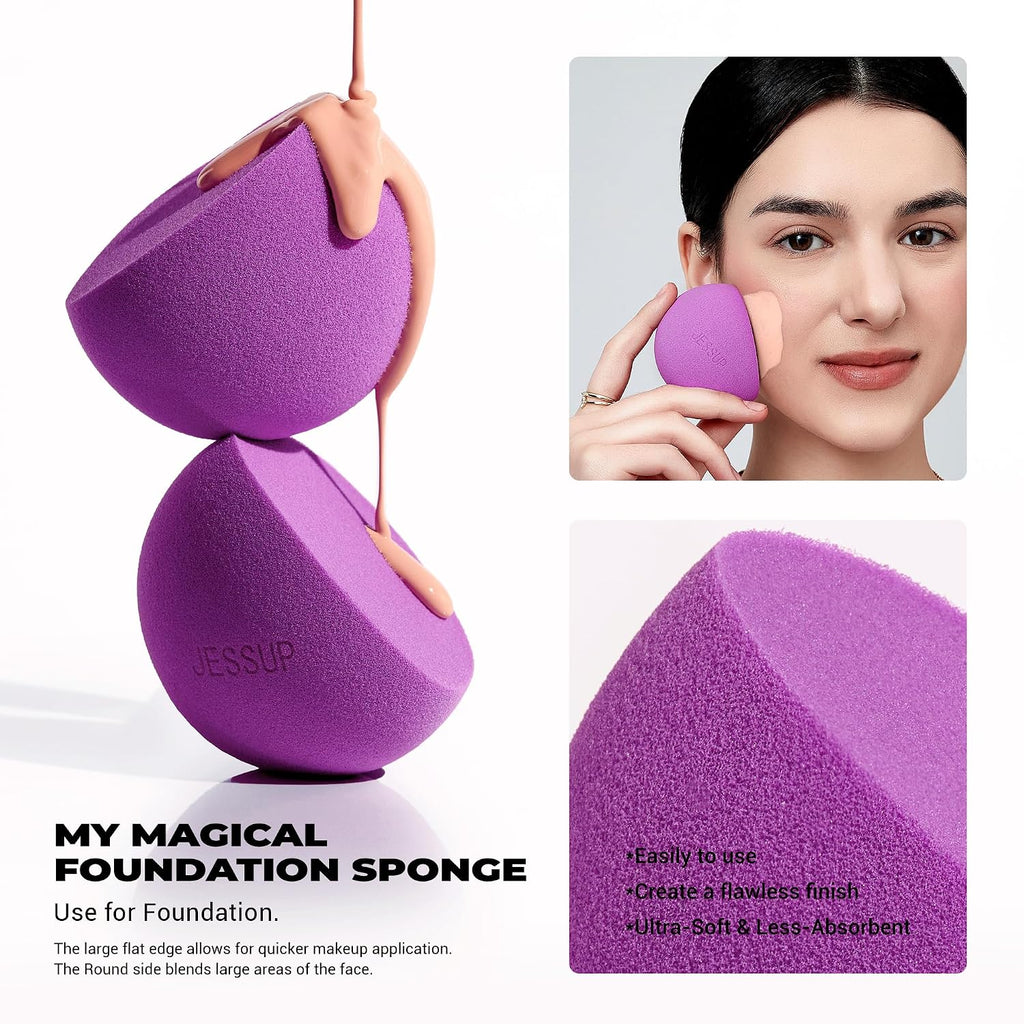 Jessup Multi-Shaped Makeup Sponge Set, Reusable Beauty Sponge Blender SP017