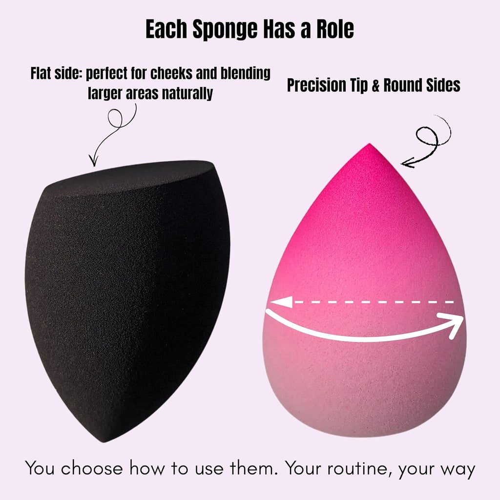 6-Piece Makeup Sponge Set – Latex-Free Beauty Blending Sponges with Mini & Flat Edge Makeup Sponges for Foundation, Concealer, Contour & Powder – Expands When Wet