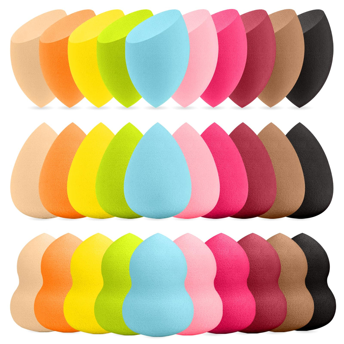 15 Pcs Multicolor Makeup Sponge Set, Latex-Free Soft Wet/Dry for Foundation